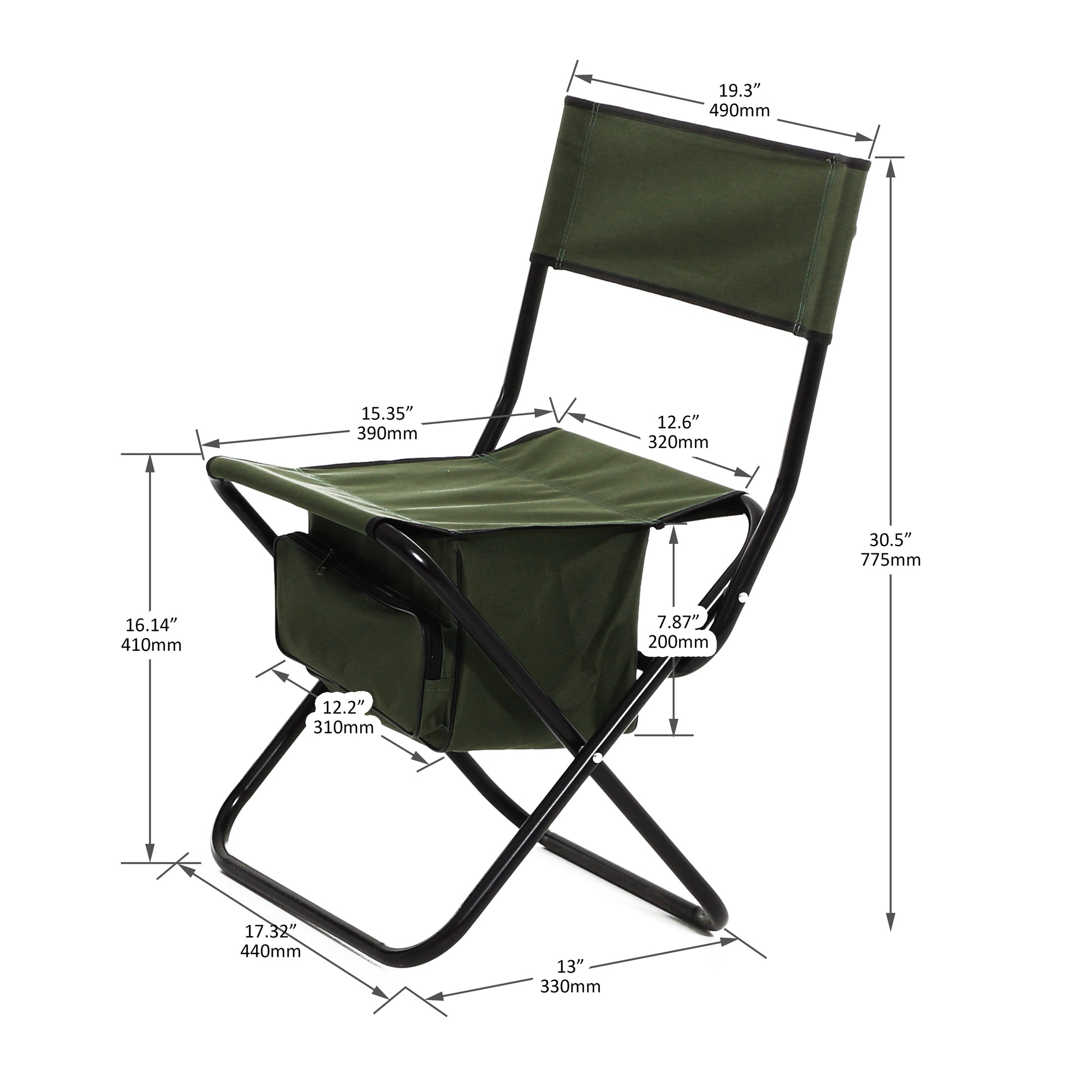 4 pcs Portable Outdoor Camping Fishing Picnic Chairs with Storage Bag- Green_6