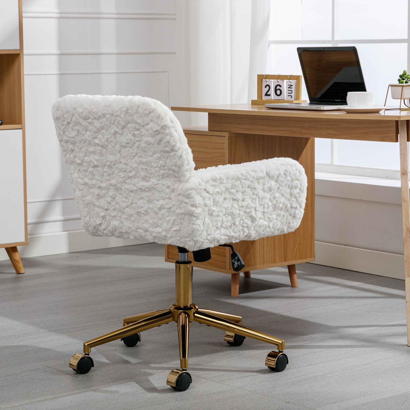 Modern Contemporary Height Adjustable Office Swivel Chair with Gold Legs- Blue_16