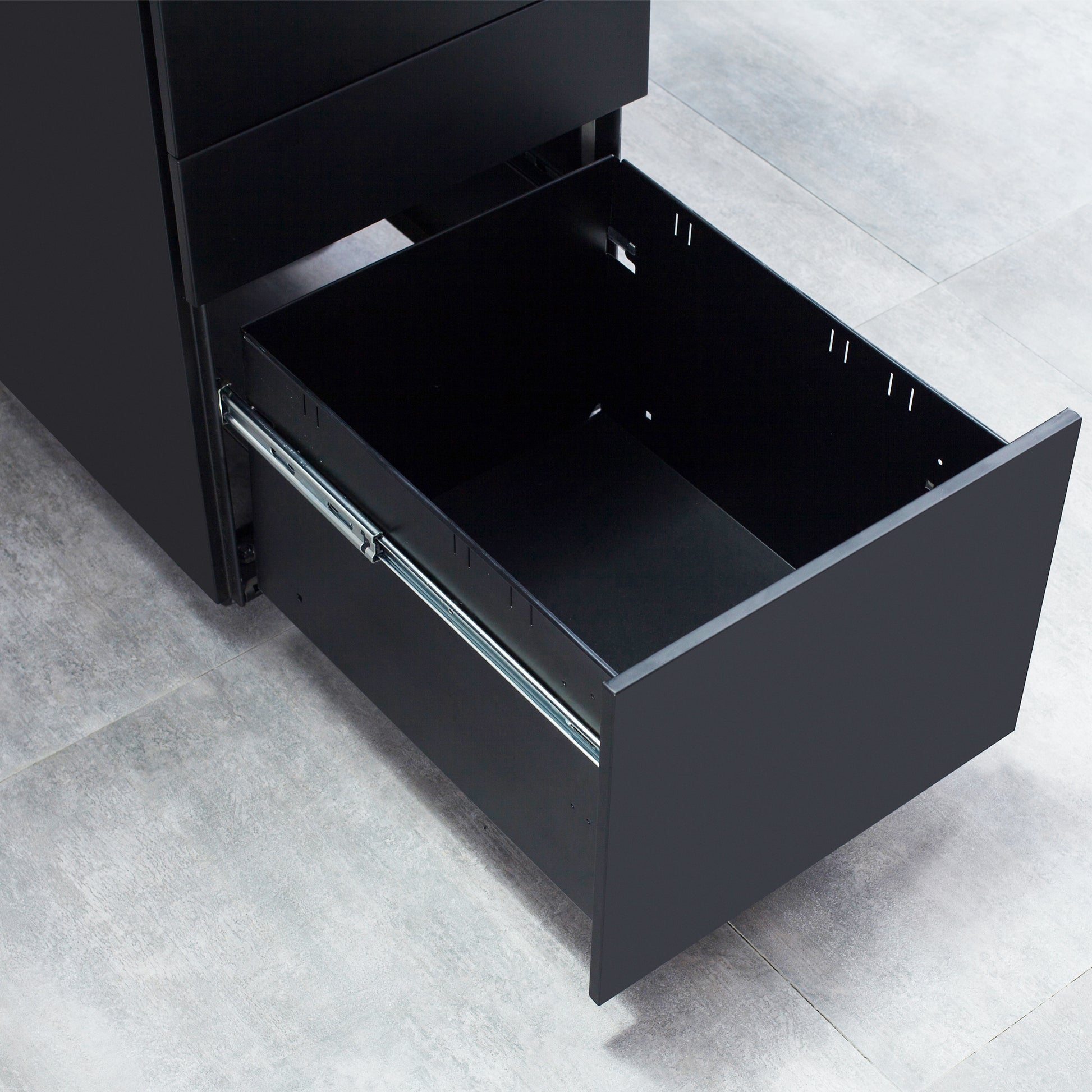 3 Drawers Under the Desk Office File Cabinet with Rolling Wheels and Lock- Black_15