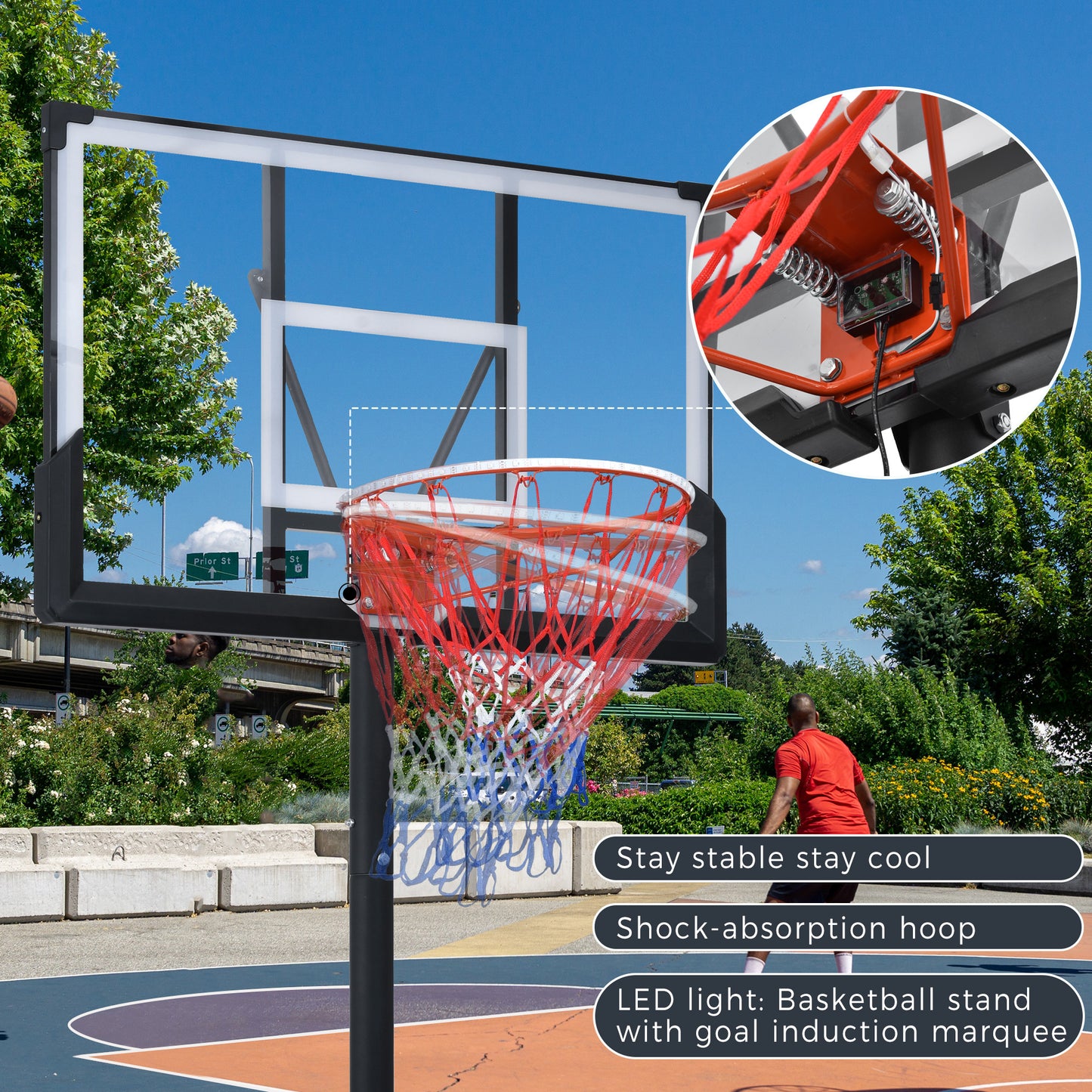 Height Adjustable Waterproof Portable Basketball Hoop System with Colorful Lights_21