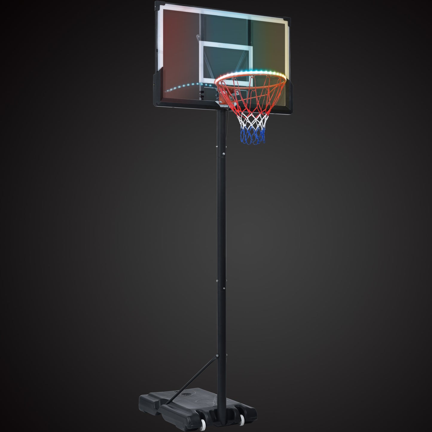 Height Adjustable Waterproof Portable Basketball Hoop System with Colorful Lights_29