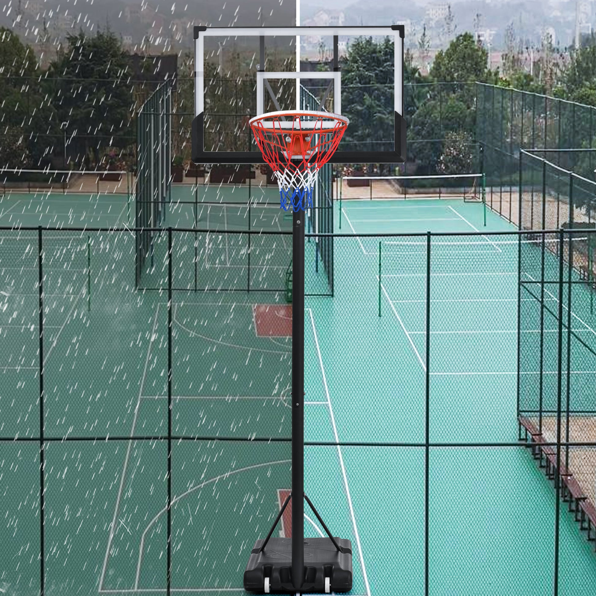 Height Adjustable Waterproof Portable Basketball Hoop System with Colorful Lights_31