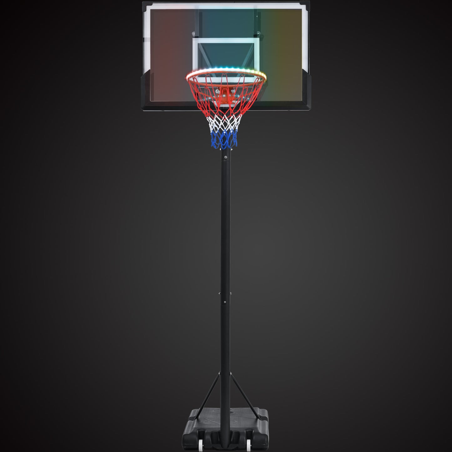 Height Adjustable Waterproof Portable Basketball Hoop System with Colorful Lights_30