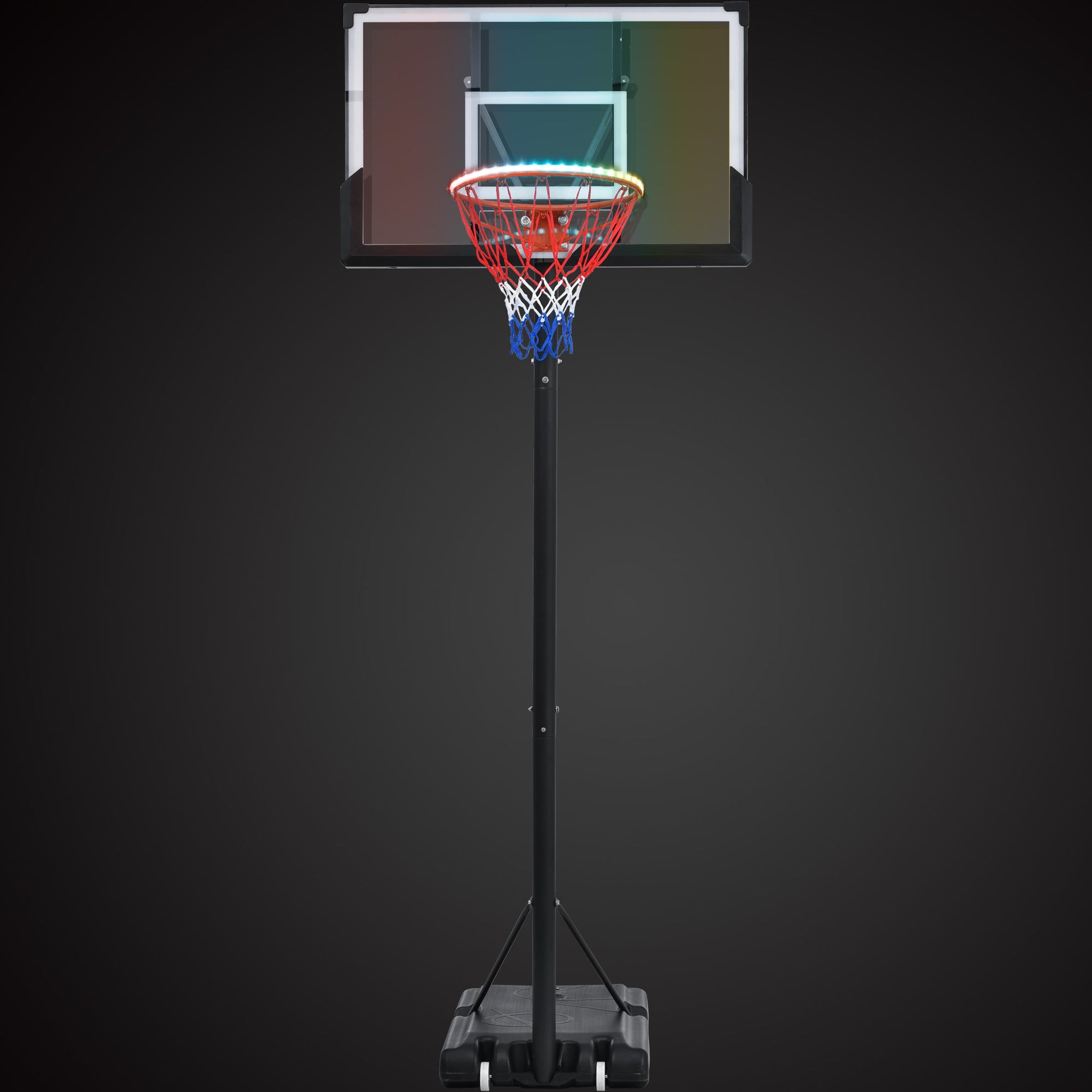 Height Adjustable Waterproof Portable Basketball Hoop System with Colorful Lights_30