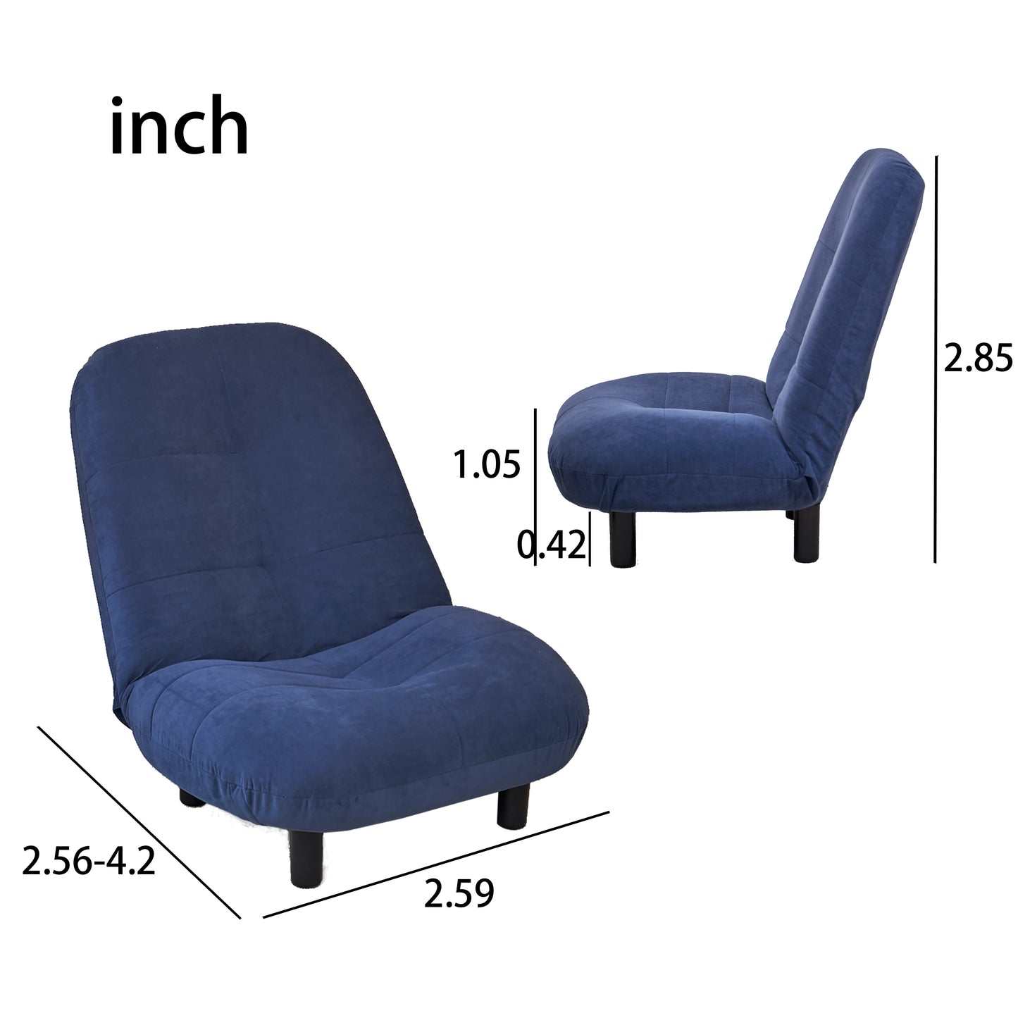 Single-Seater Reclining Japanese Tatami Chair Mini Lazy Tilting Sofa- Blue_14