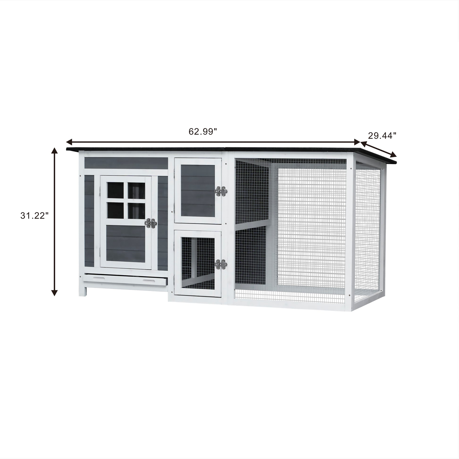 Outdoor Indoor Poultry Animal House Chicken Hutch Coop with Running Cage_2