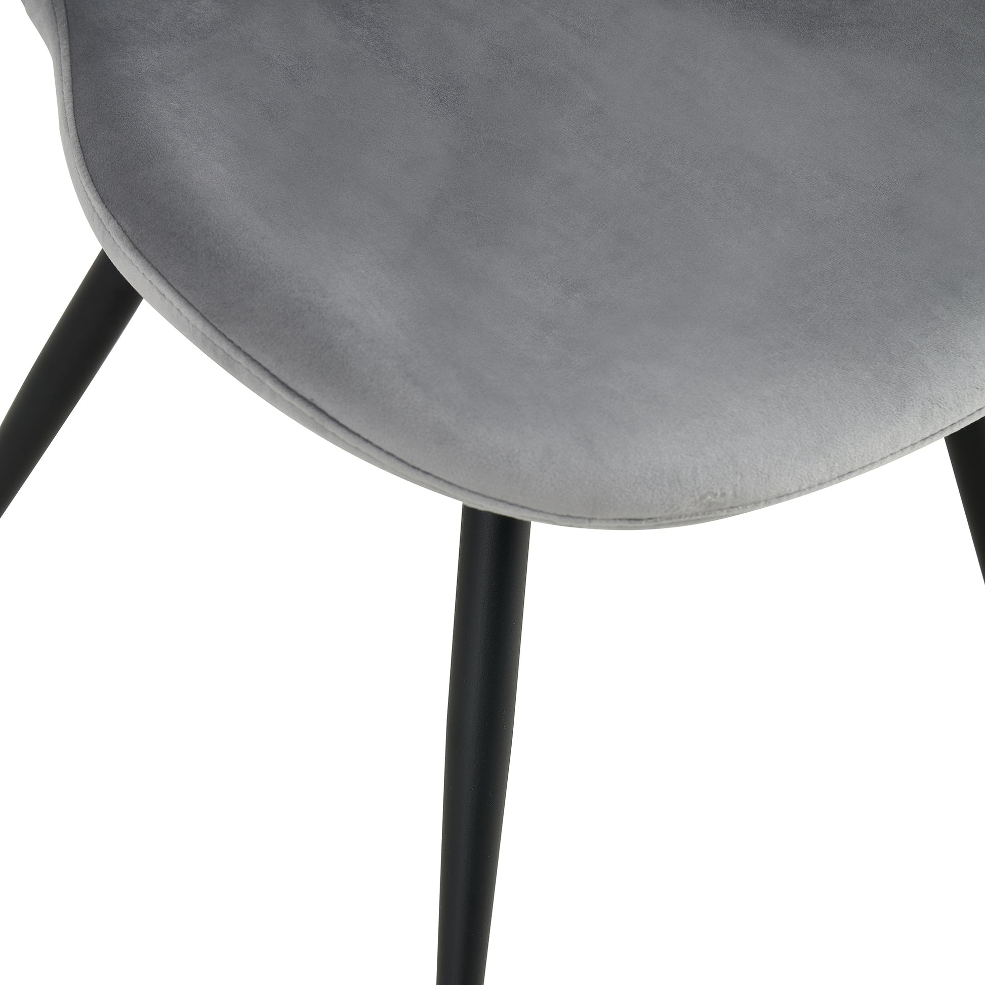 Grey Velvet Upholstered Chair Dining Chair with Metal Legs Set of 2_10