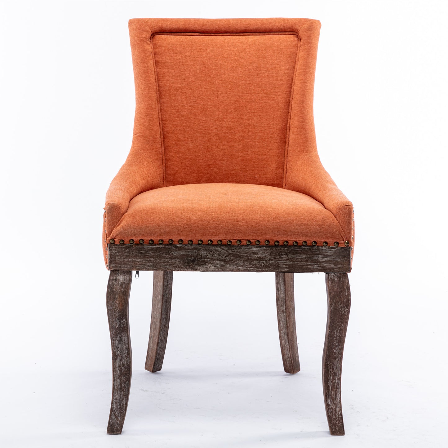 Mid-Century Modern Dining Accent Chair Set of 2 with Nailhead Trim- Orange_2