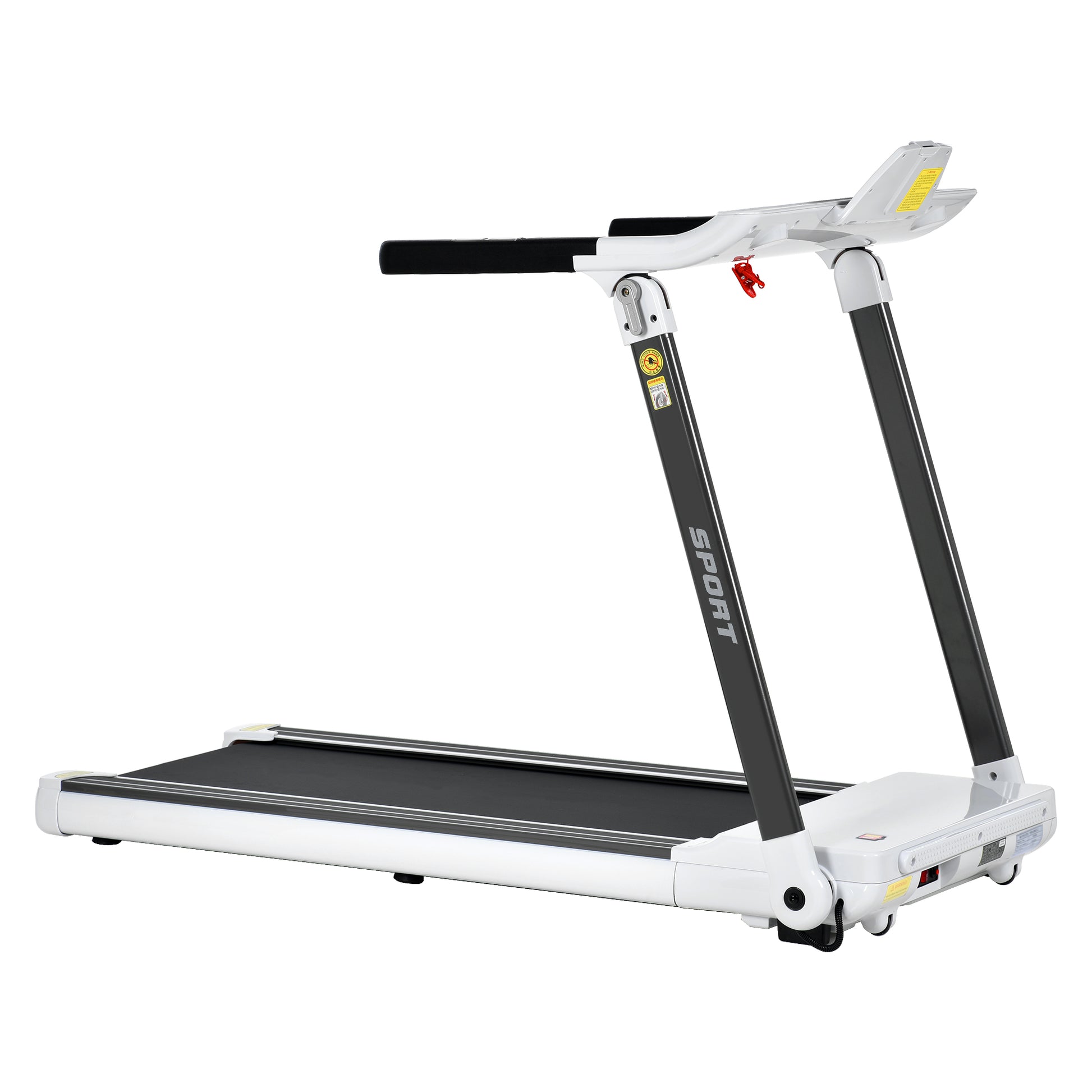 Folding Electric Treadmill and Wireless Audio Player Exercise Machine- White_24