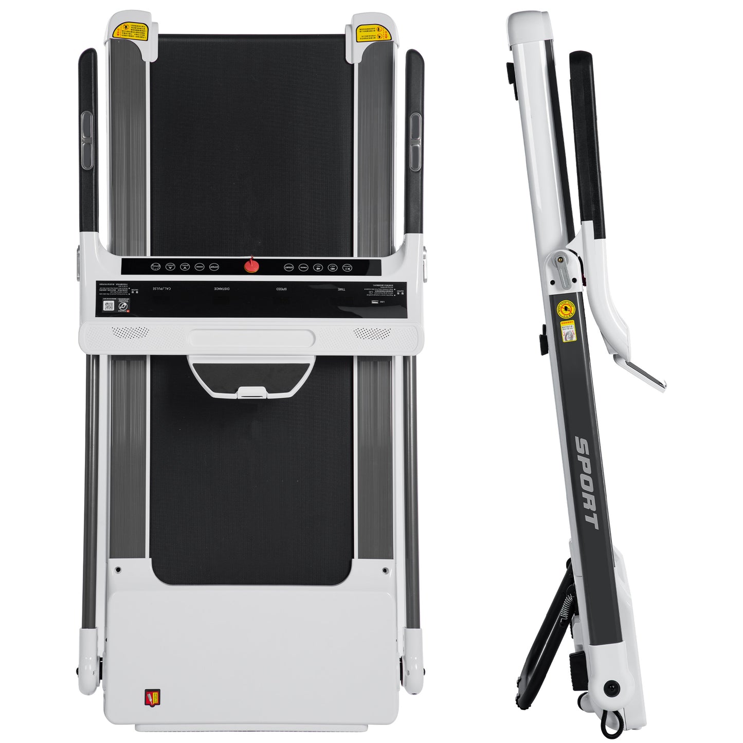 Folding Electric Treadmill and Wireless Audio Player Exercise Machine- White_23