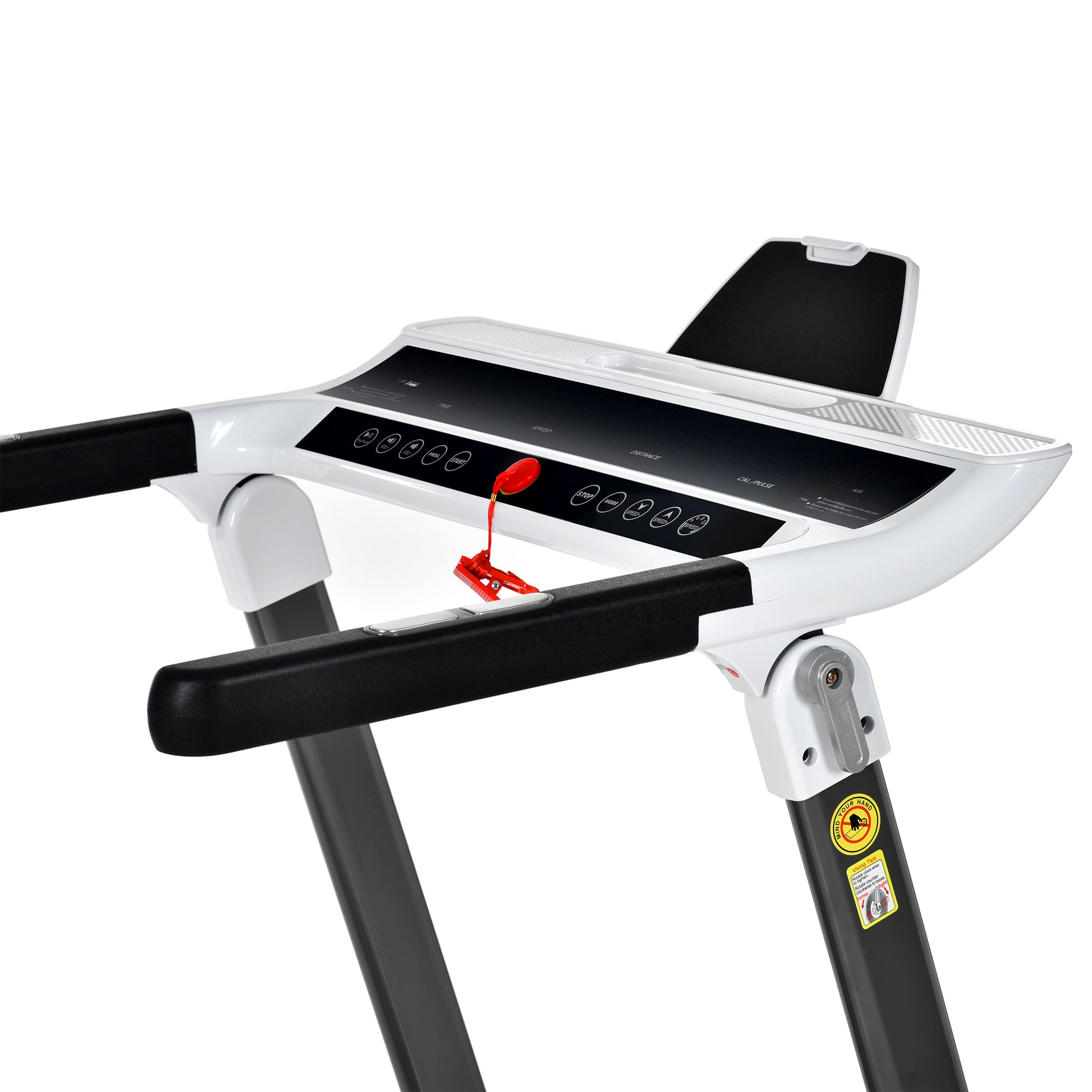 Folding Electric Treadmill and Wireless Audio Player Exercise Machine- White_8