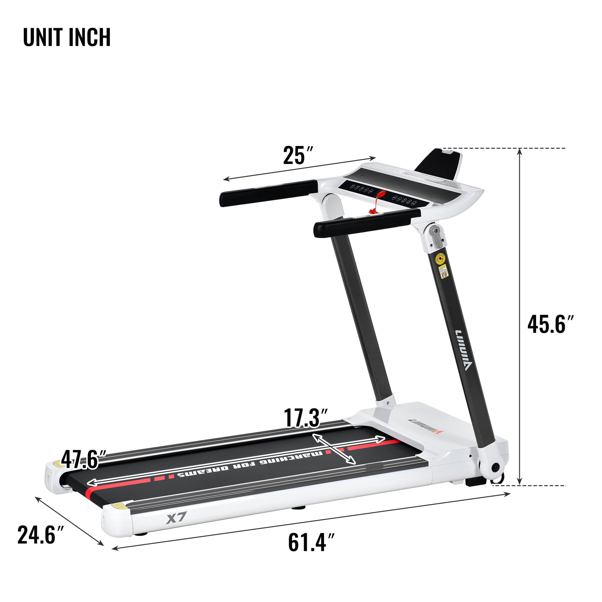 Folding Electric Treadmill and Wireless Audio Player Exercise Machine- White_18