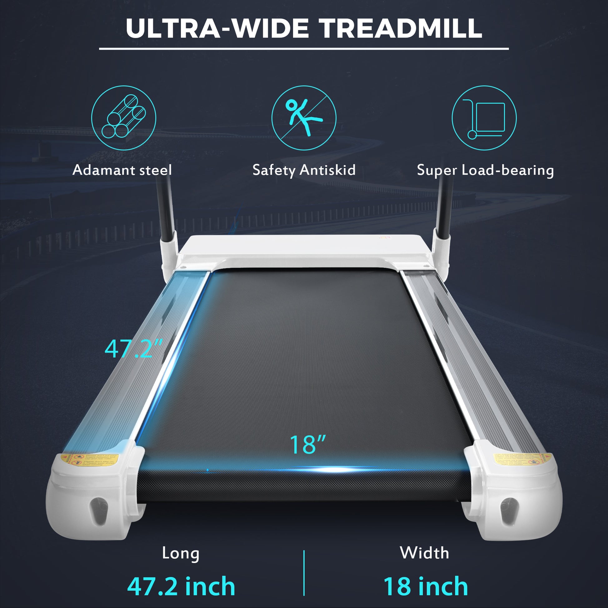 Folding Electric Treadmill and Wireless Audio Player Exercise Machine- White_11