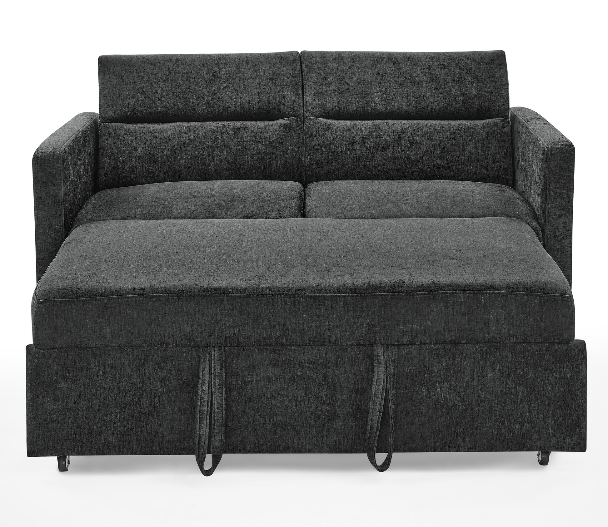 Upholstered Sleeper Sofa Bed with Adjustable Backrest and Foam Cushion- Black_3