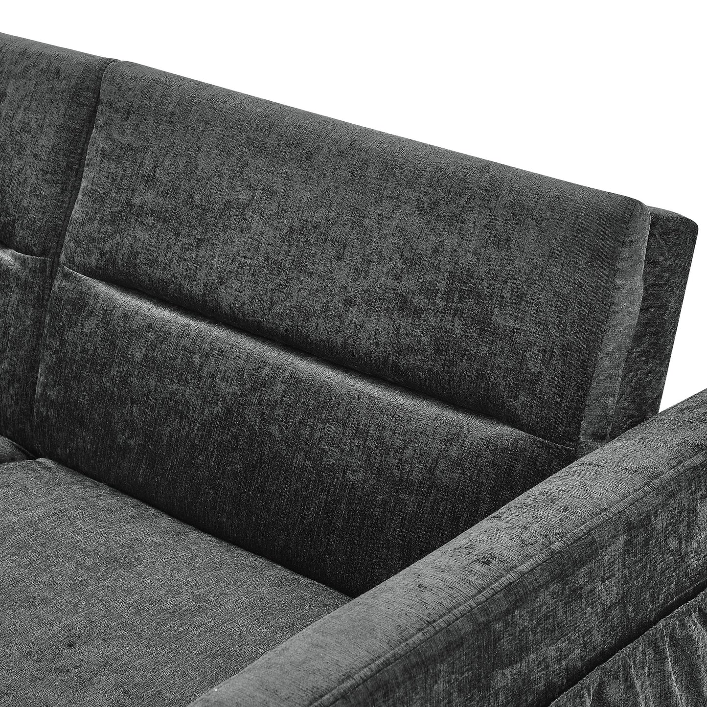 Upholstered Sleeper Sofa Bed with Adjustable Backrest and Foam Cushion- Black_14