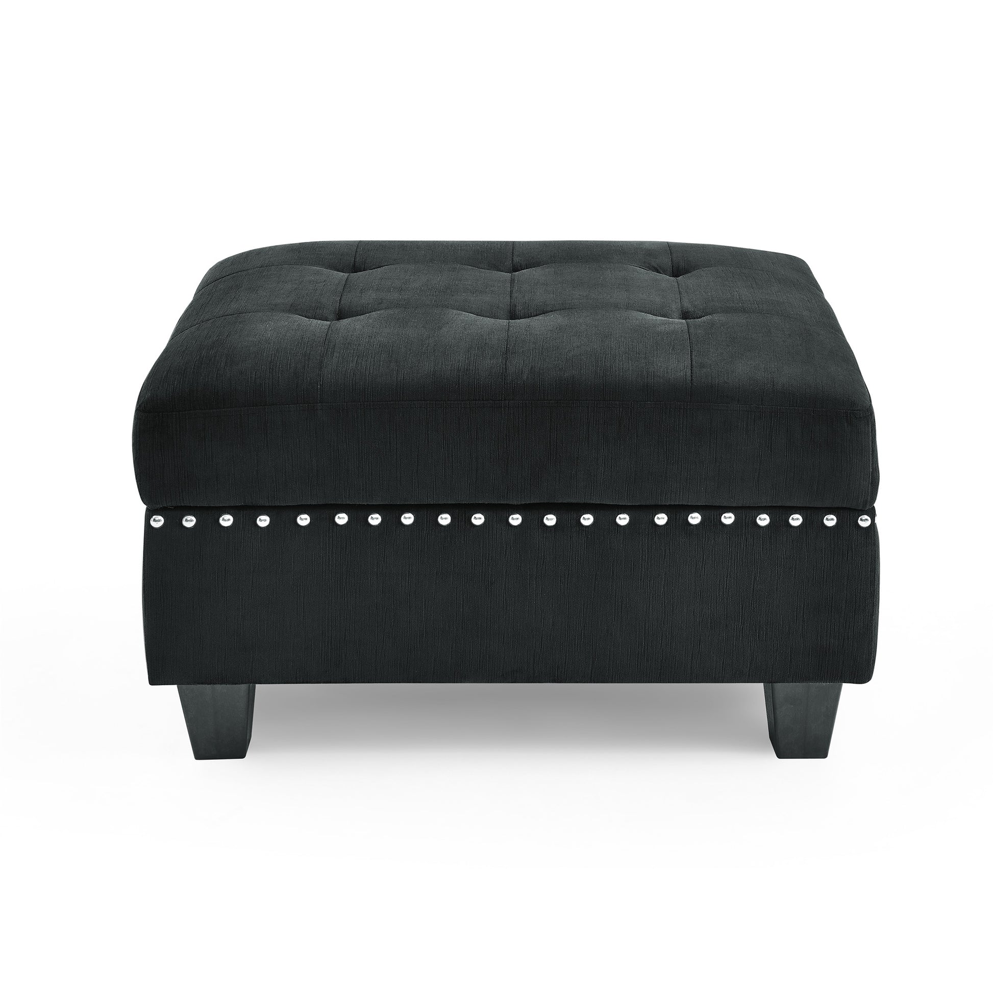 L-Shape Modular Sectional Sofa Couch Reversible Combination Ottoman- Black_1