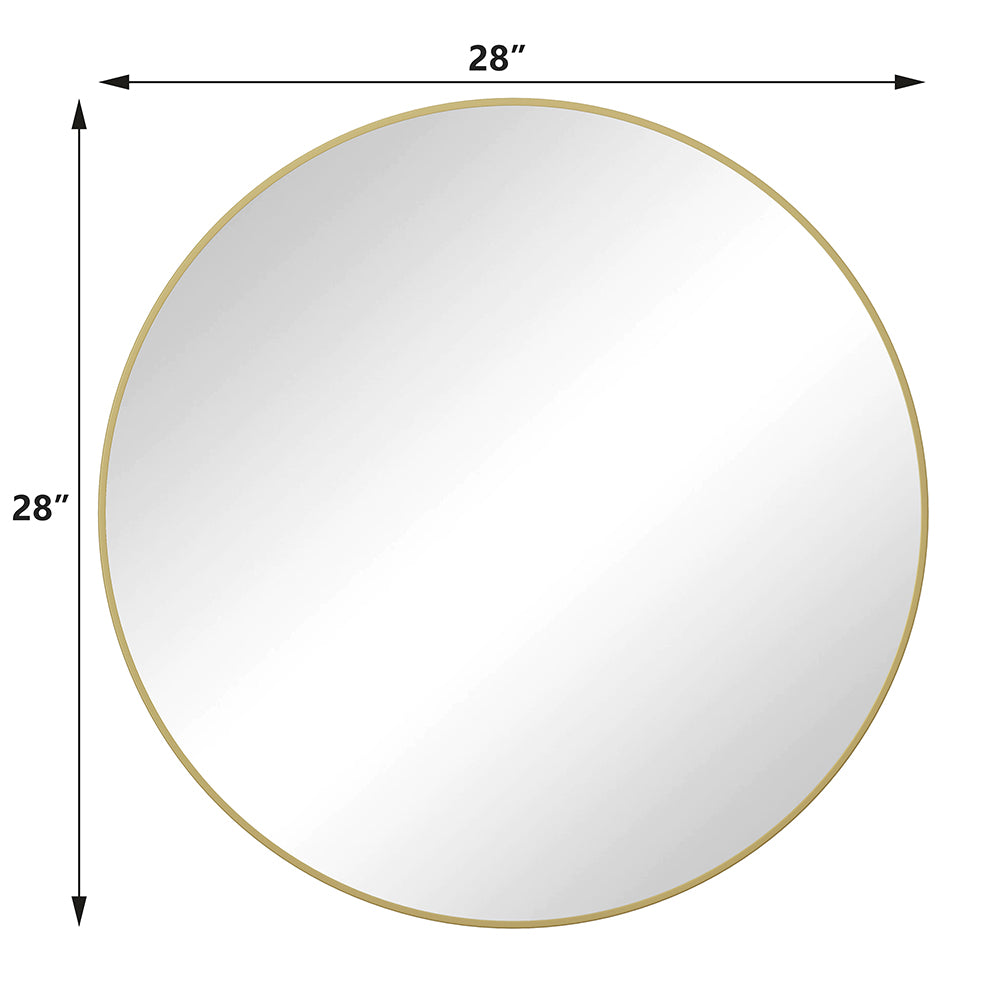 28-Inch Round Metal Framed Wall Mirror - Gold_6