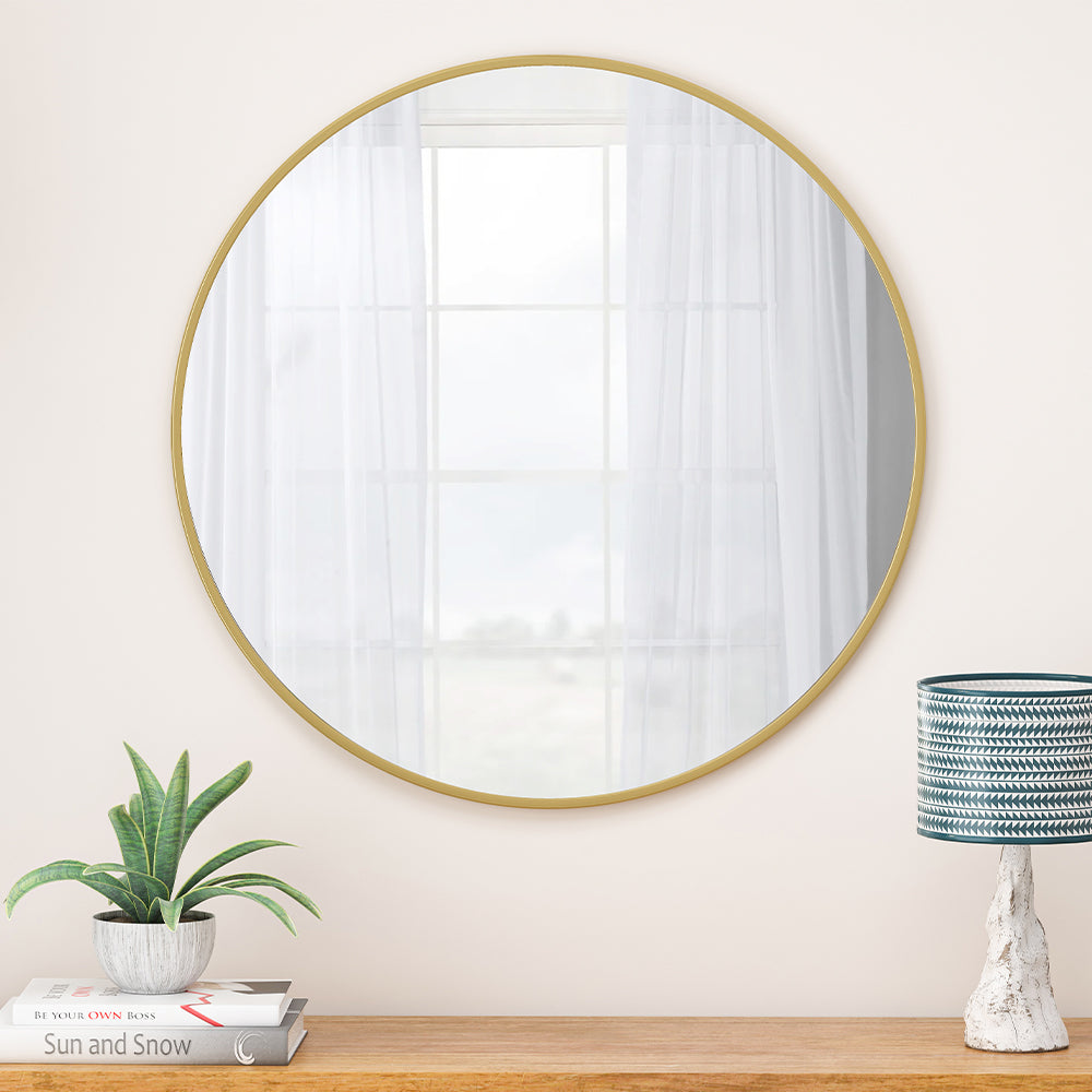 36-Inch Round Metal Framed Mirror - Gold_1