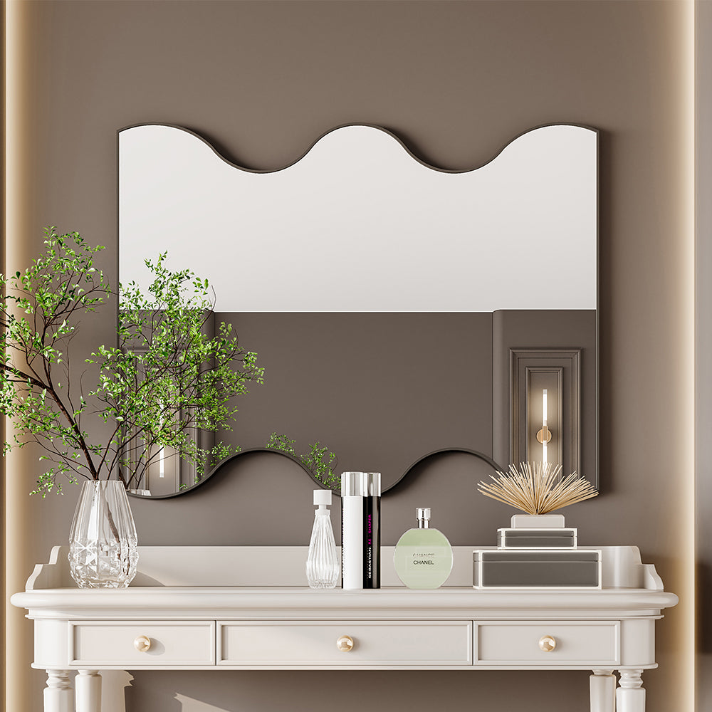 30x35" Black Rectangular Mirror with Wavy Sides - Metal Frame_2