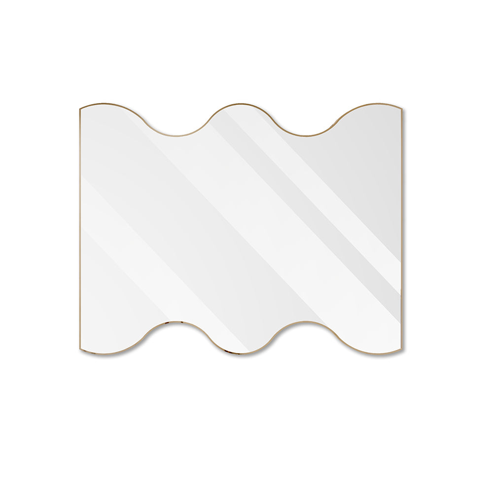 30x35 Inch Rectangular Mirror with Wavy Sides - Golden_0