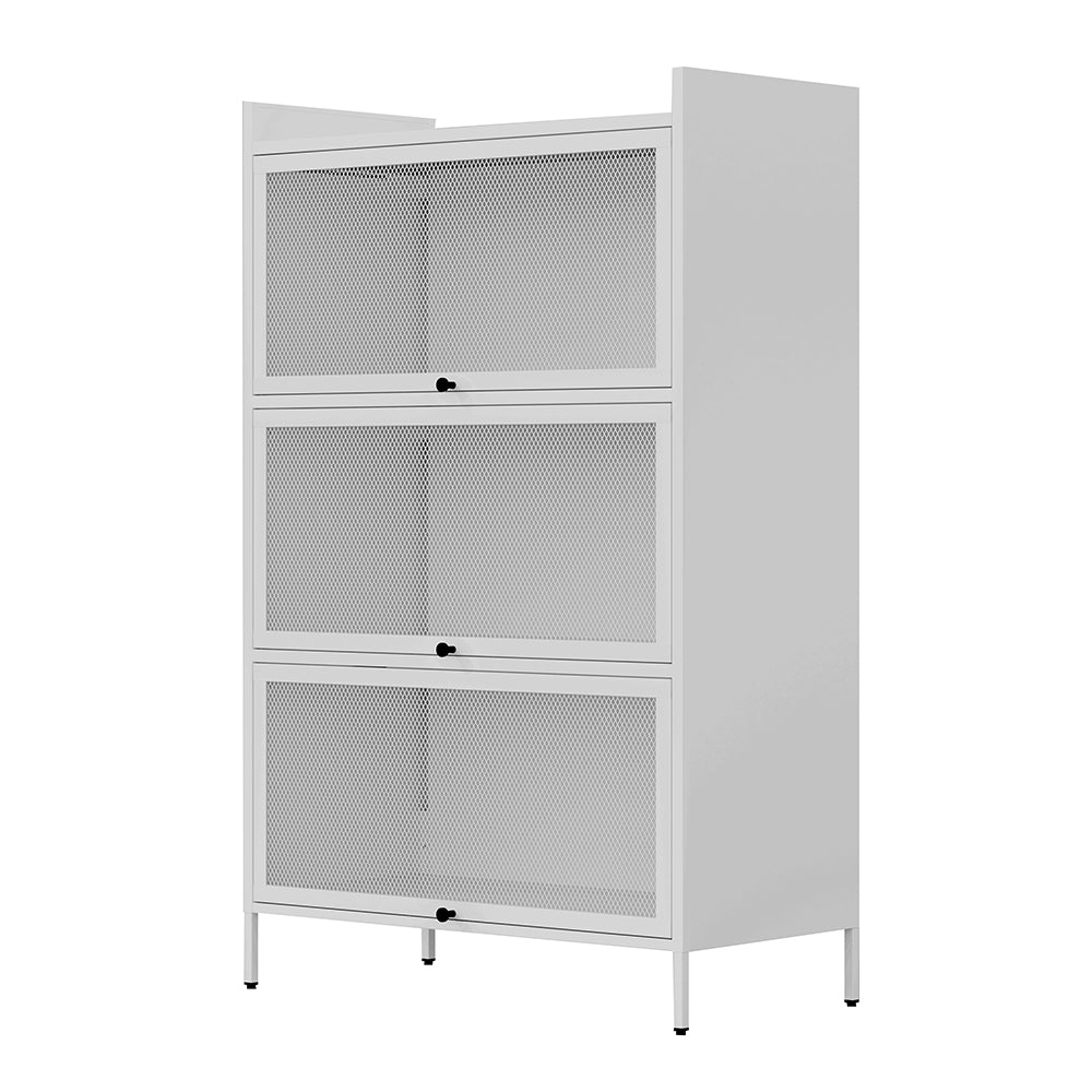 Freestanding Pantry Cabinet with Retractable Doors - White_1