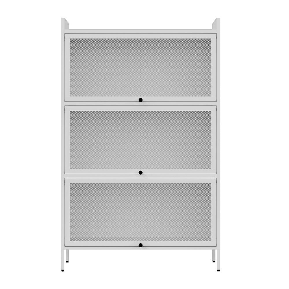 Freestanding Pantry Cabinet with Retractable Doors - White_0