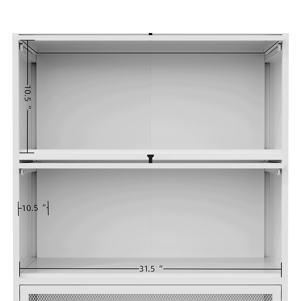 Freestanding Pantry Cabinet with Retractable Doors - White_3