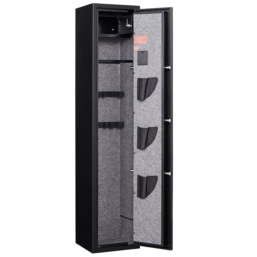 5-Gun Safe with Electronic Keypad, Pistol Pockets, LED, External Battery, and Alarm_1