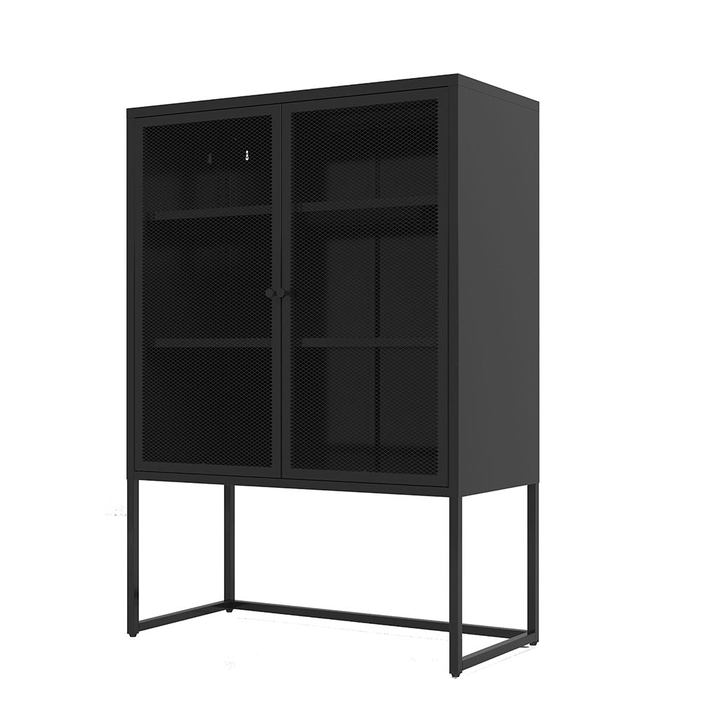 Black Modern Accent Storage Cabinet with Doors - Free Standing_1