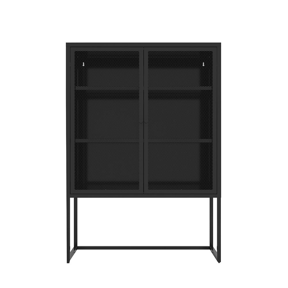 Black Modern Accent Storage Cabinet with Doors - Free Standing_0