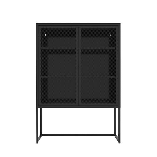 Black Modern Accent Storage Cabinet with Doors - Free Standing_0