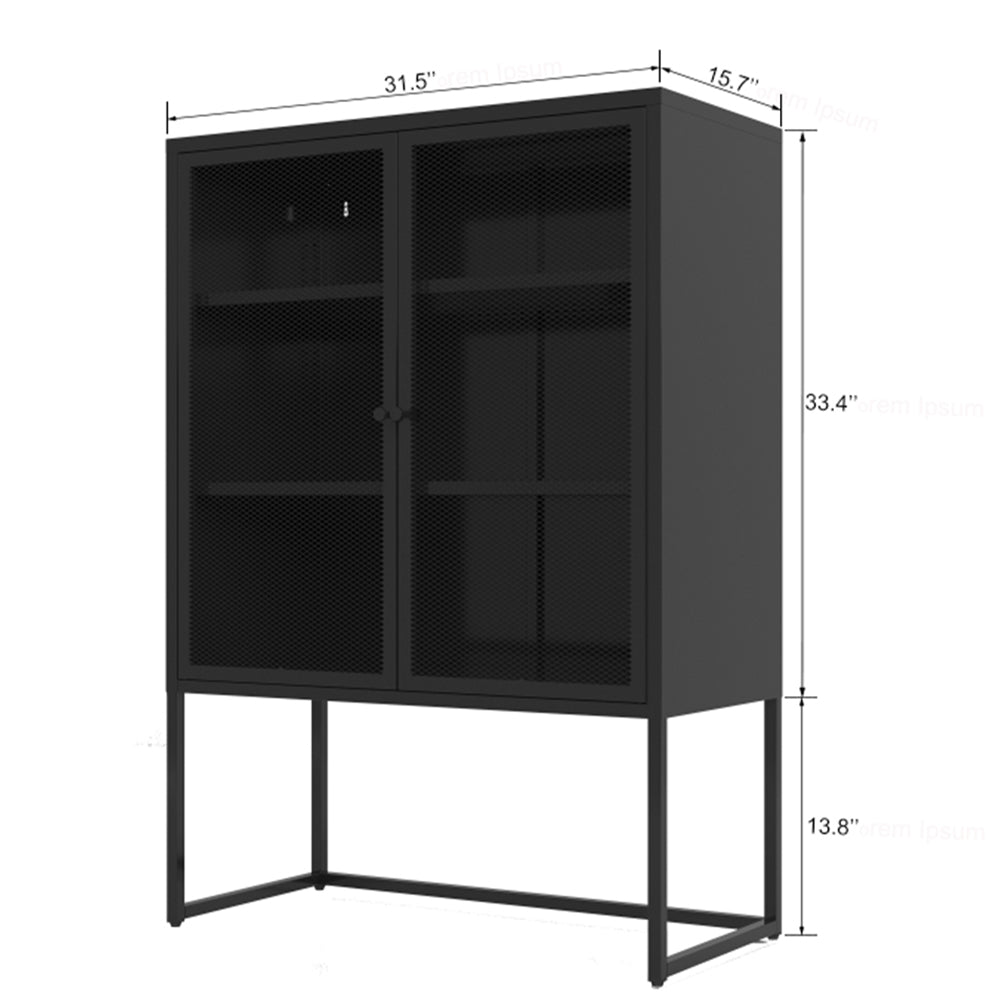 Black Modern Accent Storage Cabinet with Doors - Free Standing_6