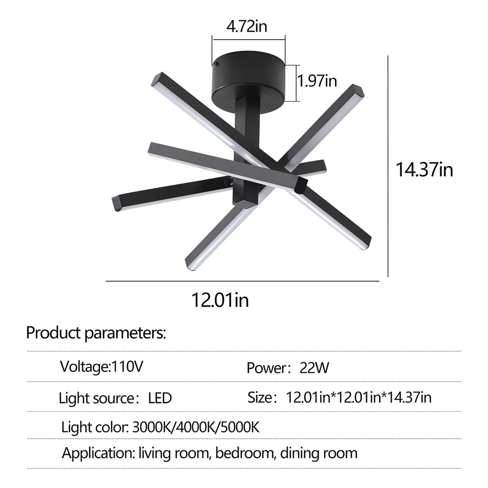 LED Semi-Flush Ceiling Light - Black_9