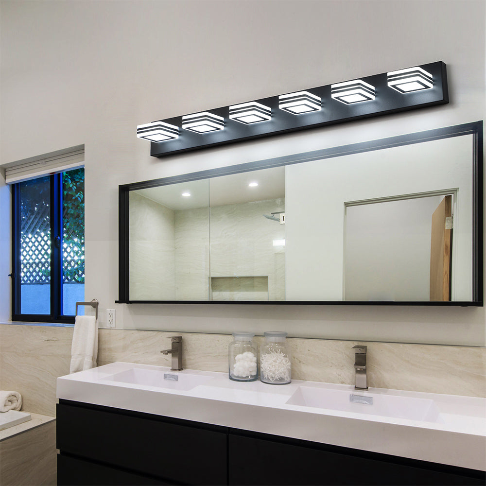 6-Light LED Modern Vanity Mirror Lights in Black_1