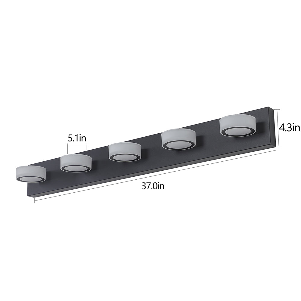 Modern 5-Light LED Vanity Wall Fixture - Black_8