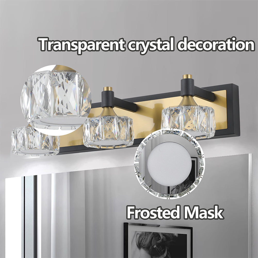 Modern 3-Light LED Crystal Vanity Lighting - Bathroom Wall Fixture Over Mirror_5