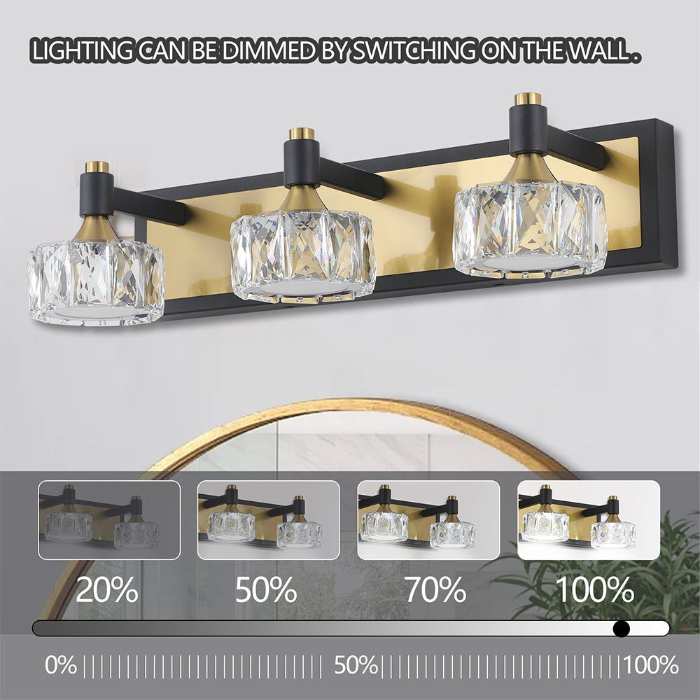 Modern 3-Light LED Crystal Vanity Lighting - Bathroom Wall Fixture Over Mirror_3