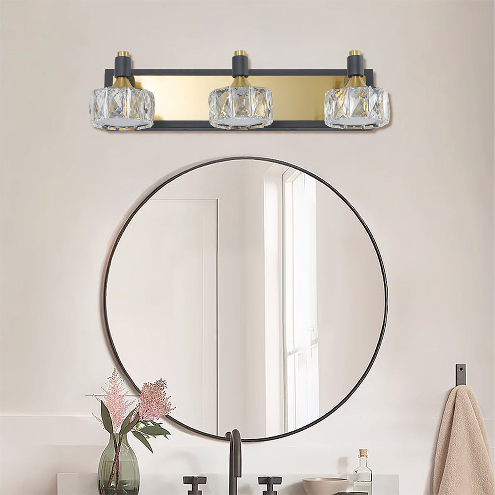 Modern 3-Light LED Crystal Vanity Lighting - Bathroom Wall Fixture Over Mirror_2