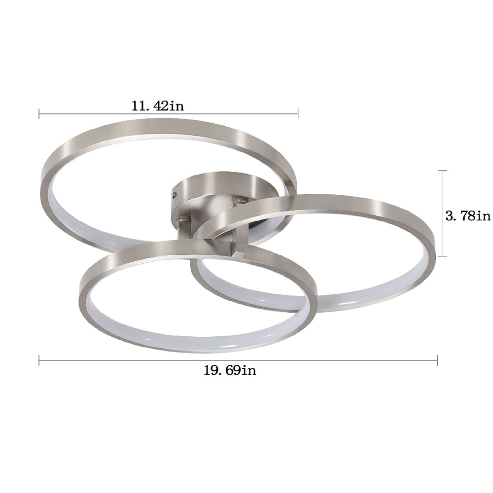 Contemporary Semi-Flush Ceiling Lamp with Three-Ring Design and Inner Illumination_8