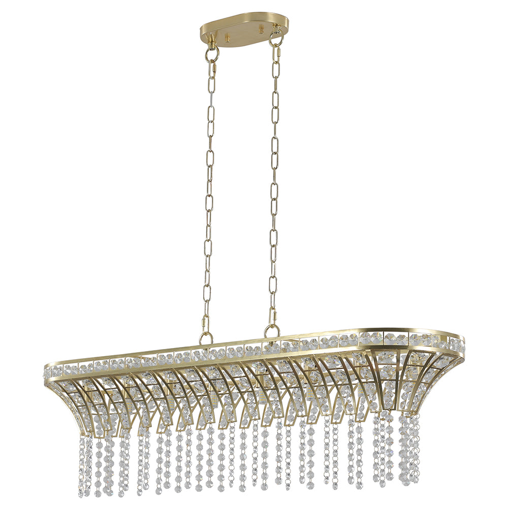 Champagne Gold Oval Crystal Chandelier - Modern Kitchen Island Ceiling Light_0