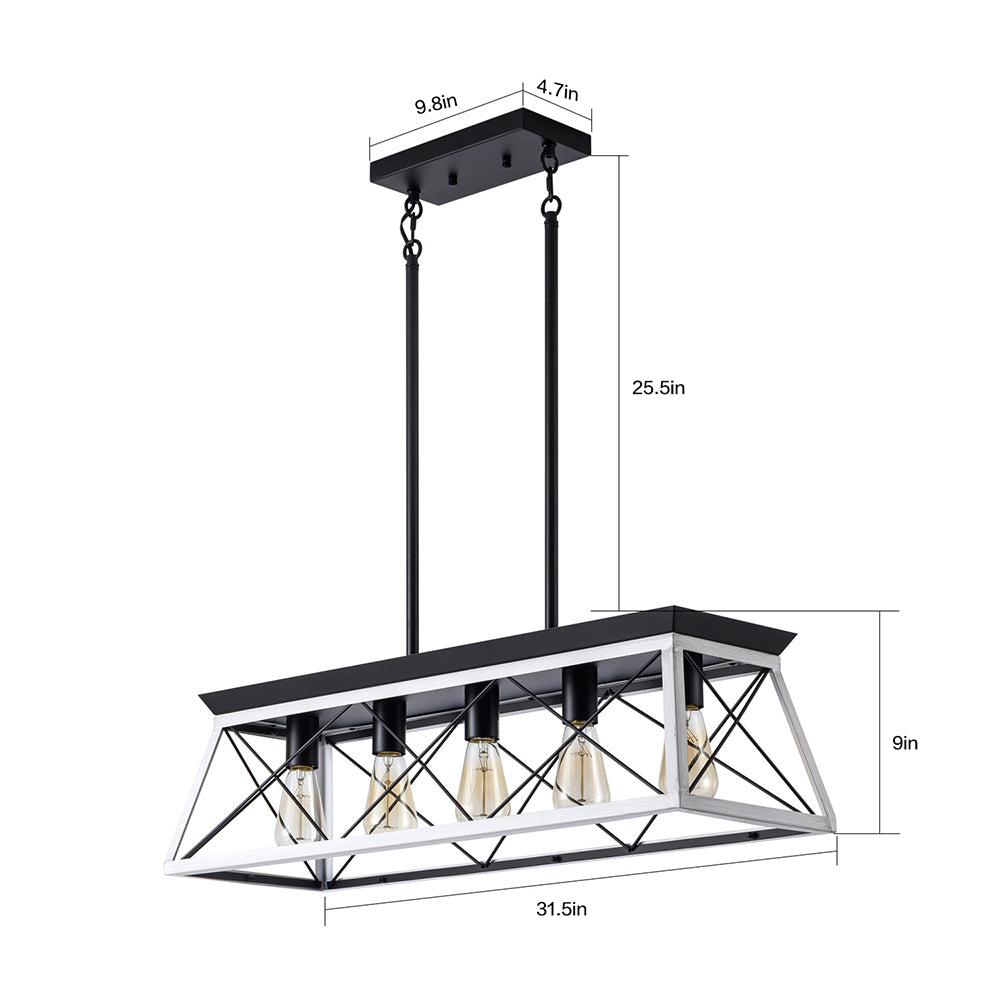 5-Light Retro Design Farmhouse Chandelier - White_6