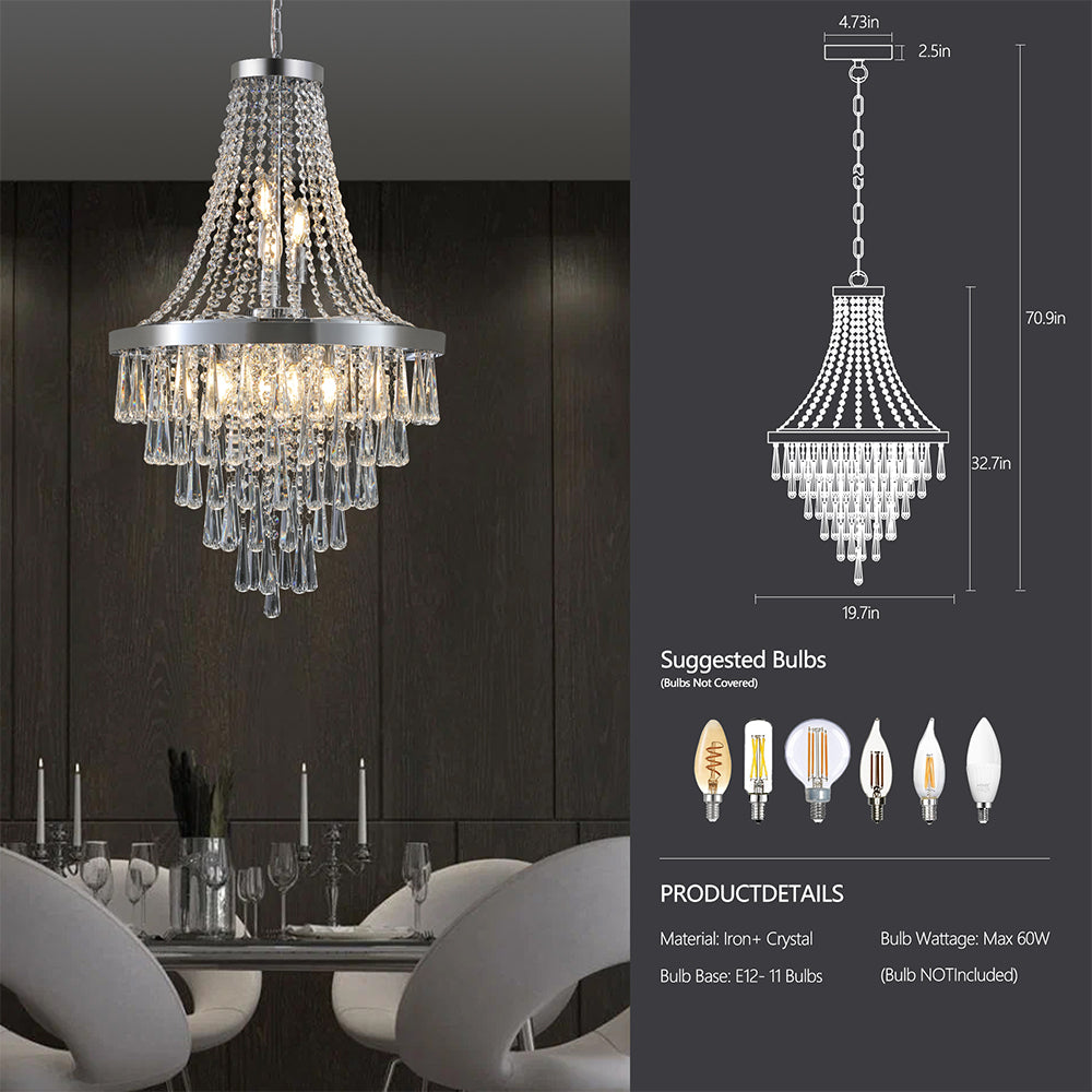 Luxurious Large Contemporary Chromium-Colored Crystal Chandelier_9