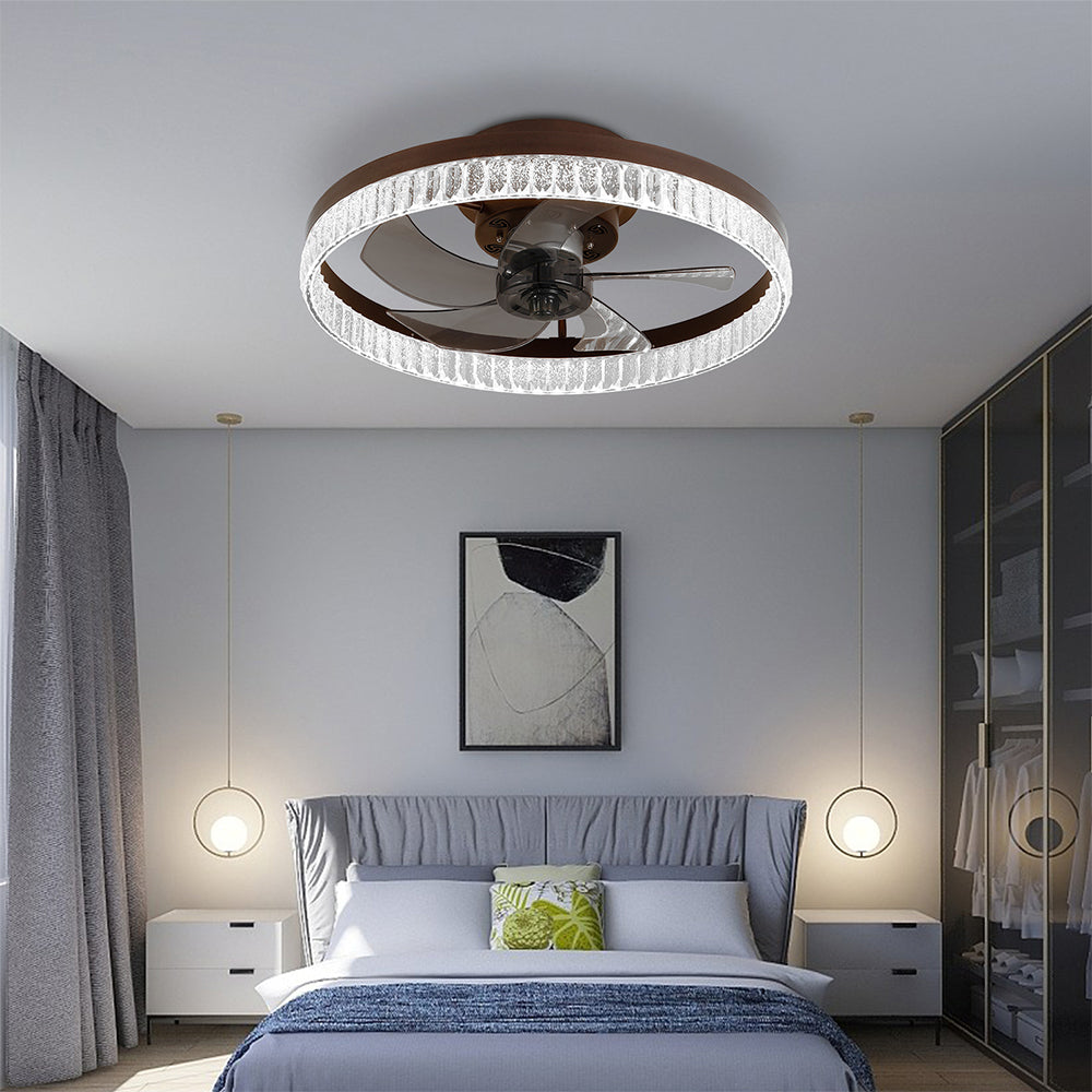 Minimalist LED Chandelier Ceiling Fan - Brown_3