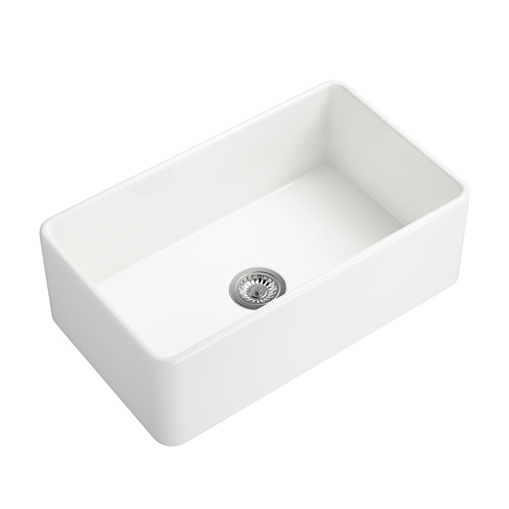 White Farmhouse Kitchen Sink Single Undermount Apron Sink_0