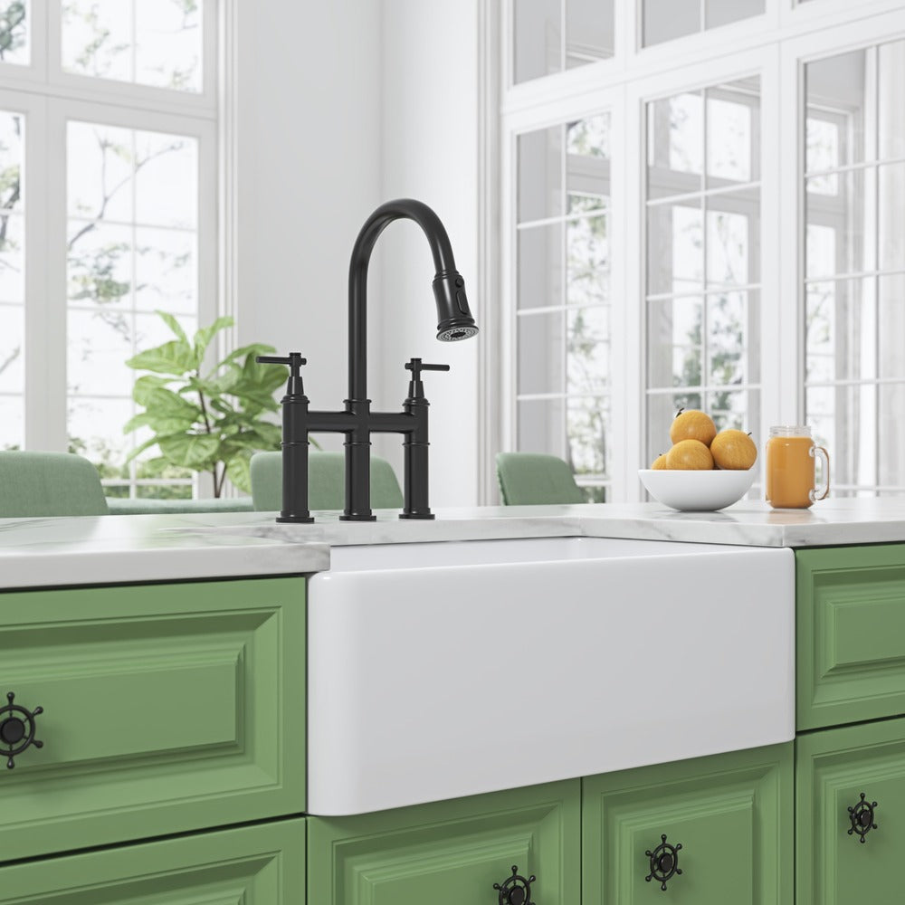 White Farmhouse Kitchen Sink Single Undermount Apron Sink_2