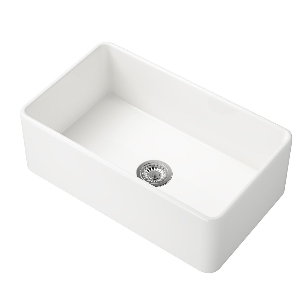 White Farmhouse Kitchen Sink Single Undermount Apron Sink_6