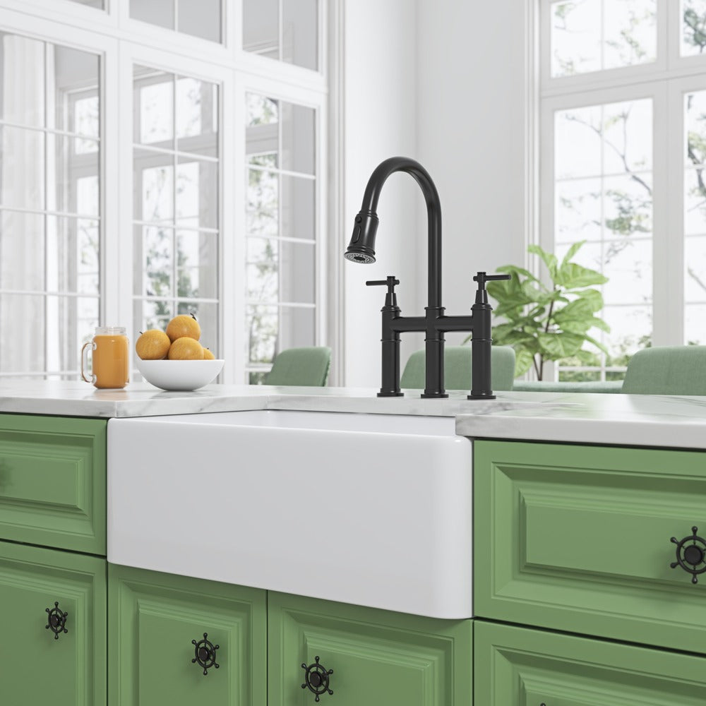 White Farmhouse Kitchen Sink Single Undermount Apron Sink_7