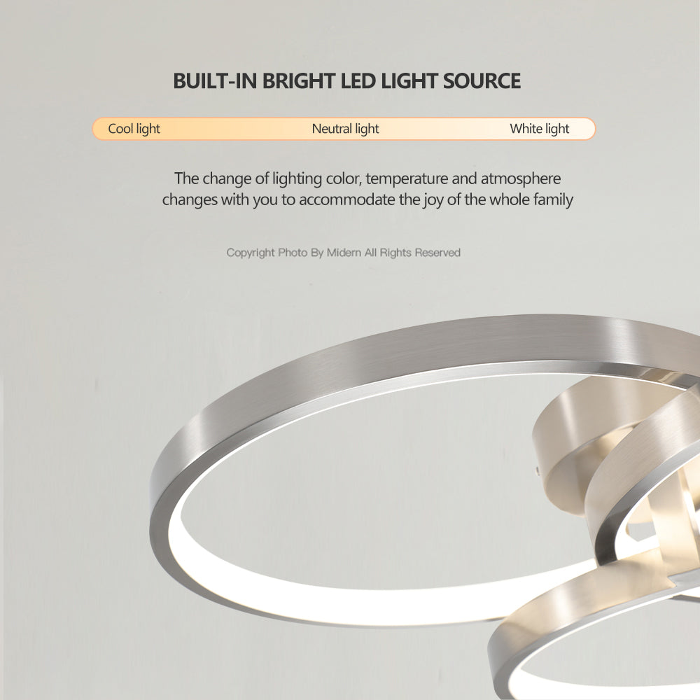 Contemporary Semi-Flush Ceiling Lamp with Three-Ring Design and Inner Illumination_5