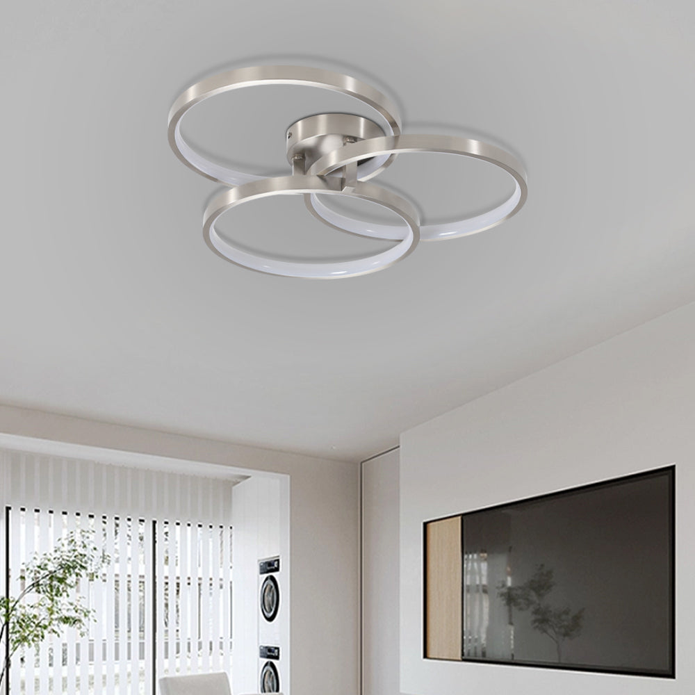 Contemporary Semi-Flush Ceiling Lamp with Three-Ring Design and Inner Illumination_2