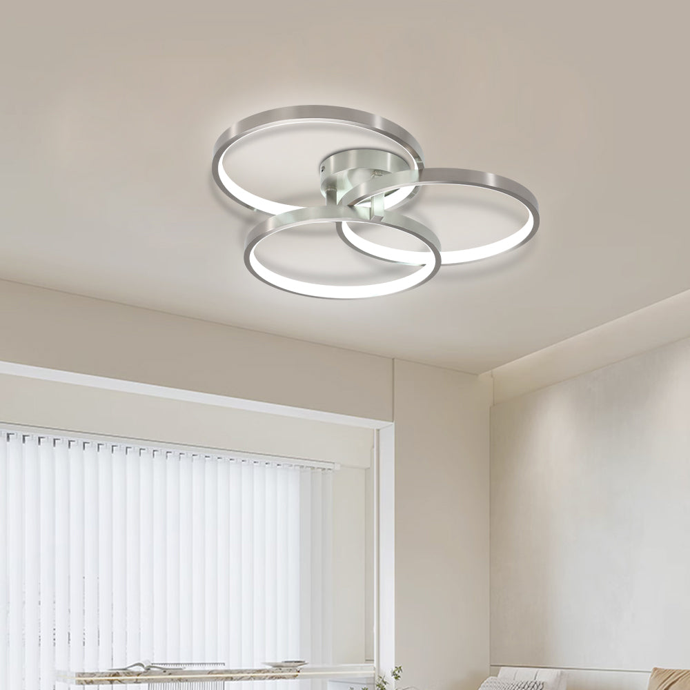 Contemporary Semi-Flush Ceiling Lamp with Three-Ring Design and Inner Illumination_1